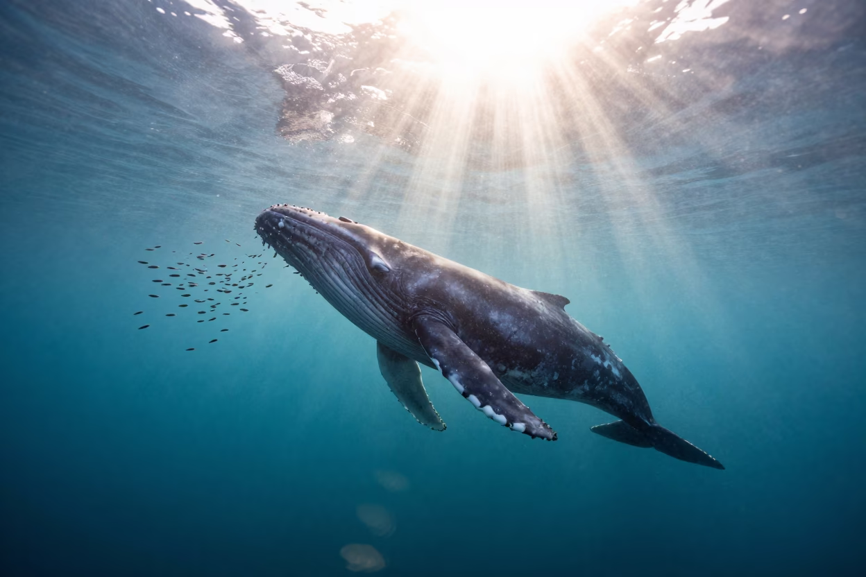 Minke Whale Silhouette Feeding in Antarctic Krill in near Mount Eden, Auckland
