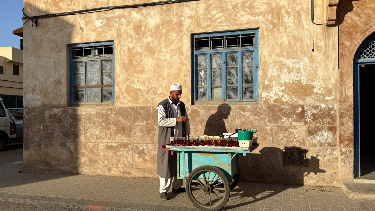 Mint Tea at The Early Afternoon Light in Casablanca in in Casablanca, Morocco