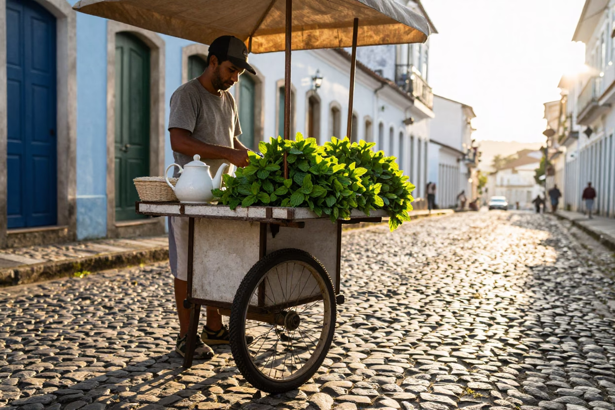Mint Tea just after sunrise in Salvador in in Salvador, Brazil