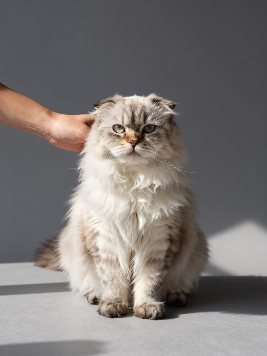 Minuet Longhair Cat Portrait Jeddah Studio in in a quiet portrait studio with a plain backdrop and eye-level framing in Jeddah