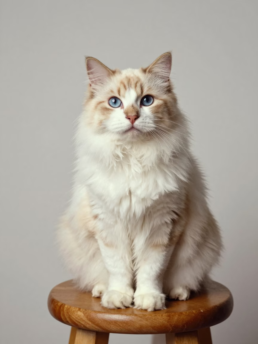 Minuet Longhair Portrait in Poblenou Studio in in a quiet portrait studio with a plain backdrop and eye-level framing in Poblenou, Barcelona