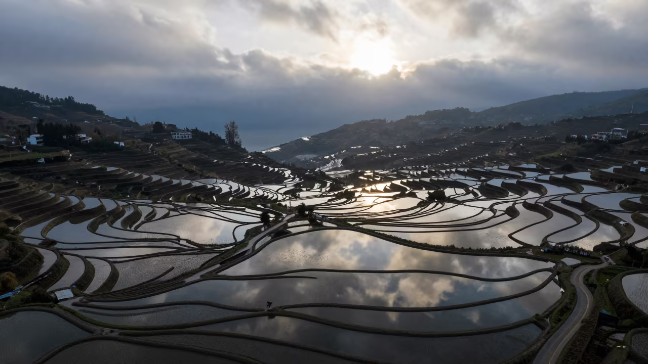 Mirror Rice Terraces Haikou Cool Season Afternoon in near Haikou
