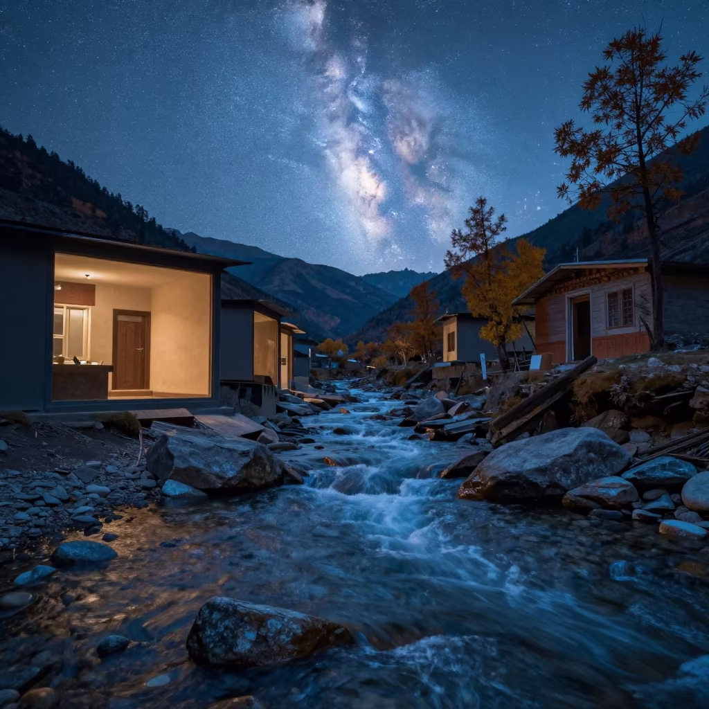 Mirrored Stream and Daylight Milky Way in Himachal in in Himachal Pradesh