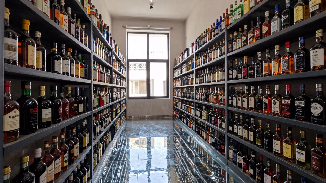 Mirrored Water Floor in Jeddah Retail Corridor in inside a fitting room corridor near Jeddah