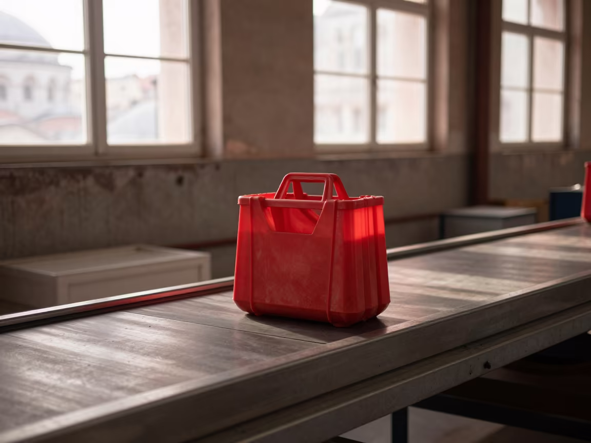 Missort Tote on Logistics Belt Galata Istanbul in at a parcel sorting belt in Galata, Istanbul