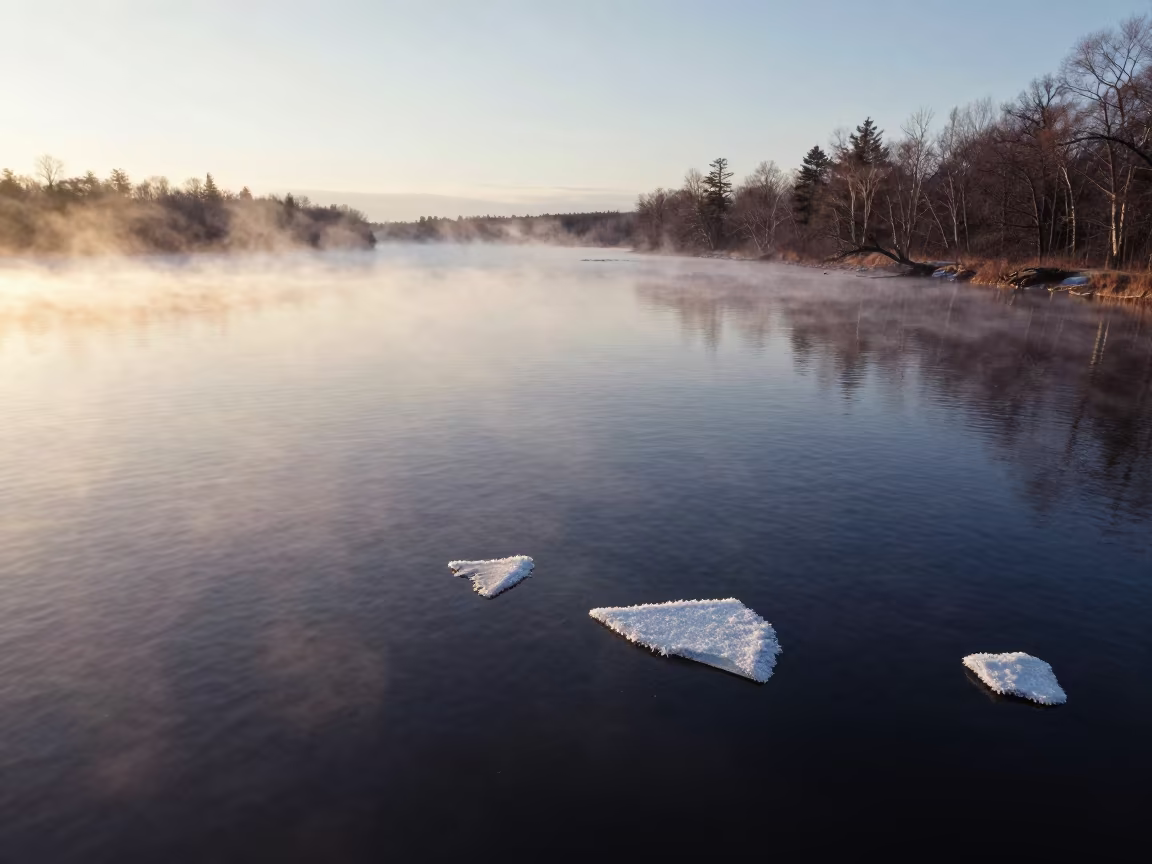 Mist Rising Over Minnesota Lake at Dawn in in Minnesota