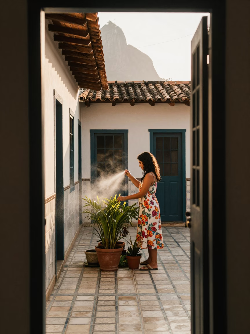 Misting Plants in Rio De Janeiro in in Rio de Janeiro, Brazil