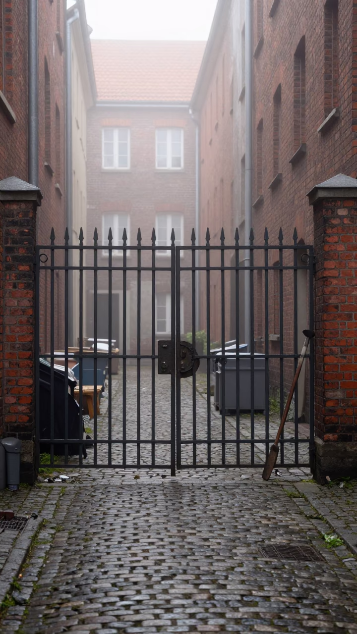 Misty Alley in Berlin in in Berlin, Germany