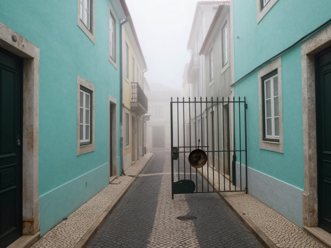 Misty Alley in Lisbon in in Lisbon, Portugal