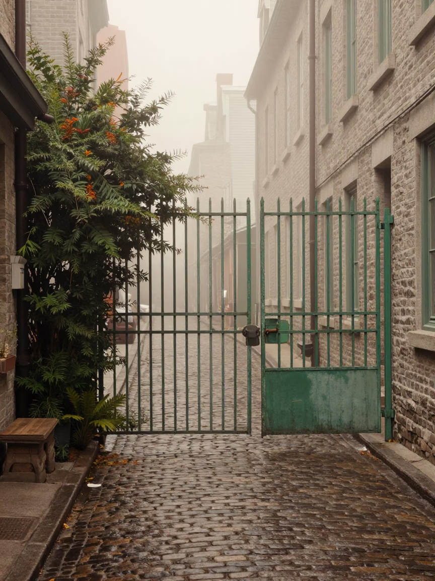 Misty Alley in Montreal in in Montreal, Quebec, Canada