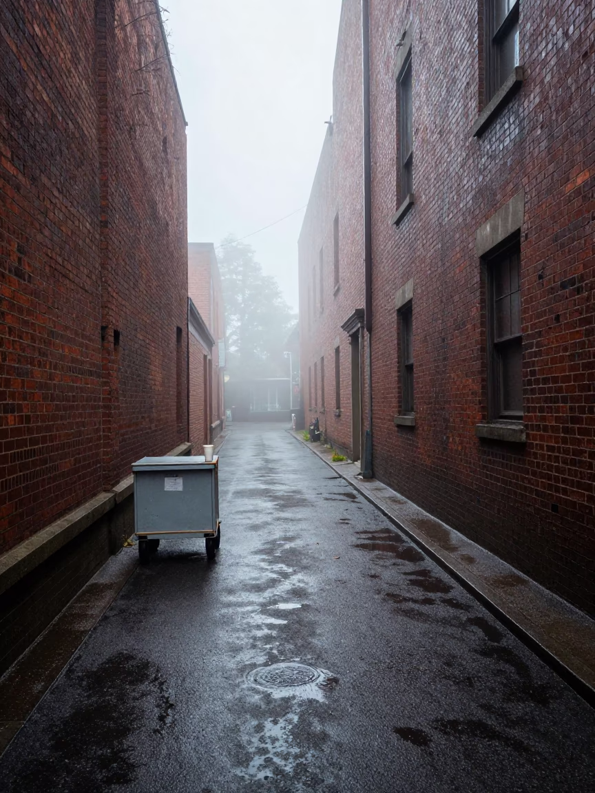 Misty Alley in Portland in in Portland, Oregon, United States