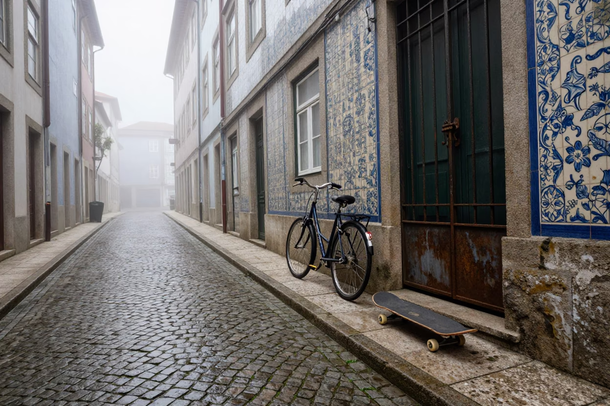 Misty Alley in Porto in in Porto, Portugal