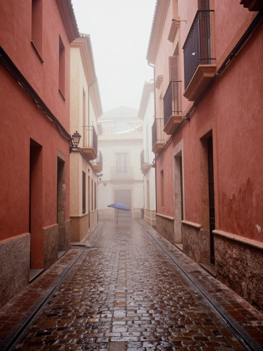 Misty Alley in Valencia in in Valencia, Spain