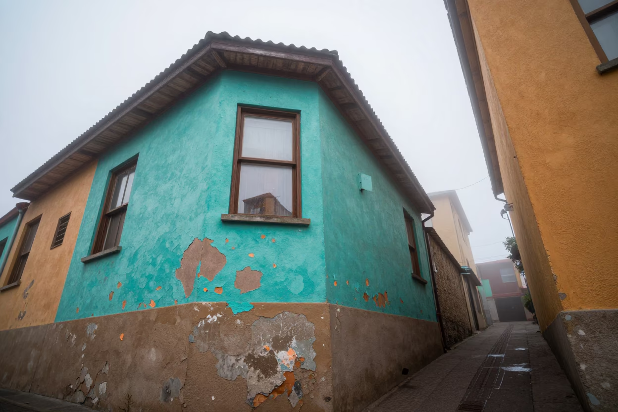 Misty Alley in Valparaiso in in Valparaiso, Chile