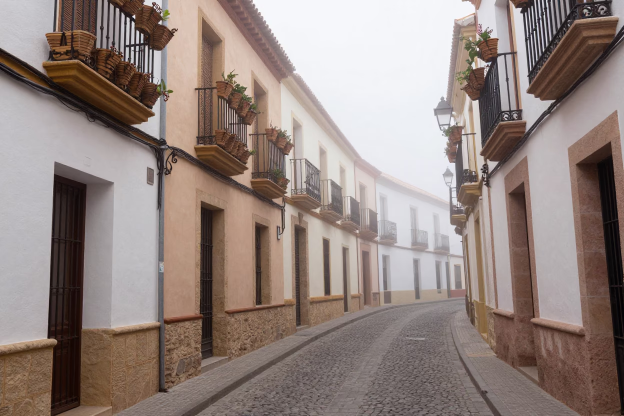 Misty Alleyway in Valencia in in Valencia, Spain