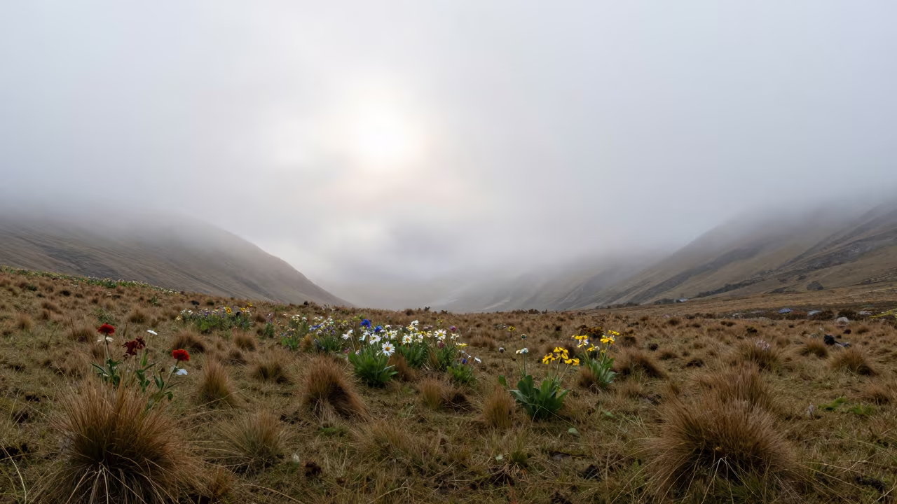 Misty Alpine Basin Winter Dawn Near Quito in near Quito