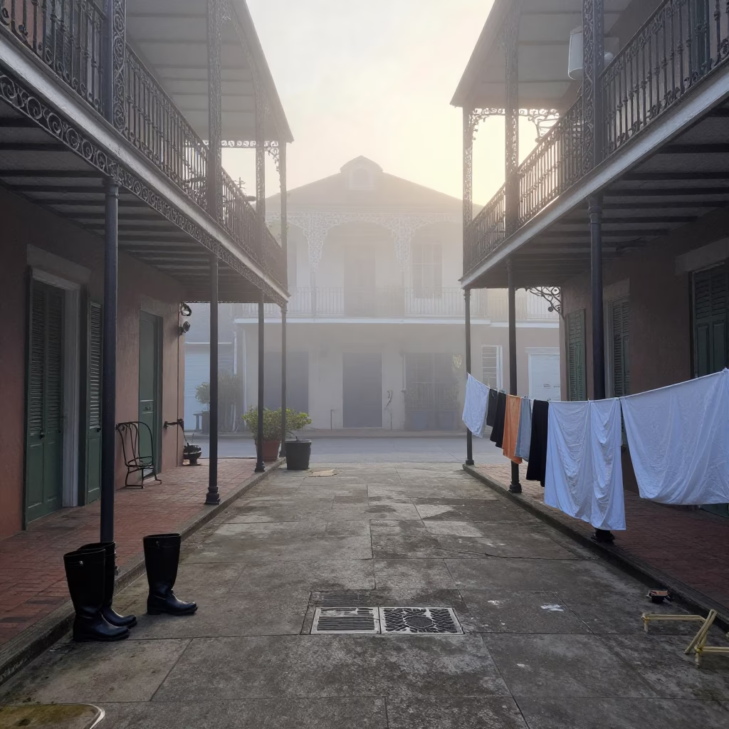 Misty Courtyard in New Orleans in in New Orleans, Louisiana, United States