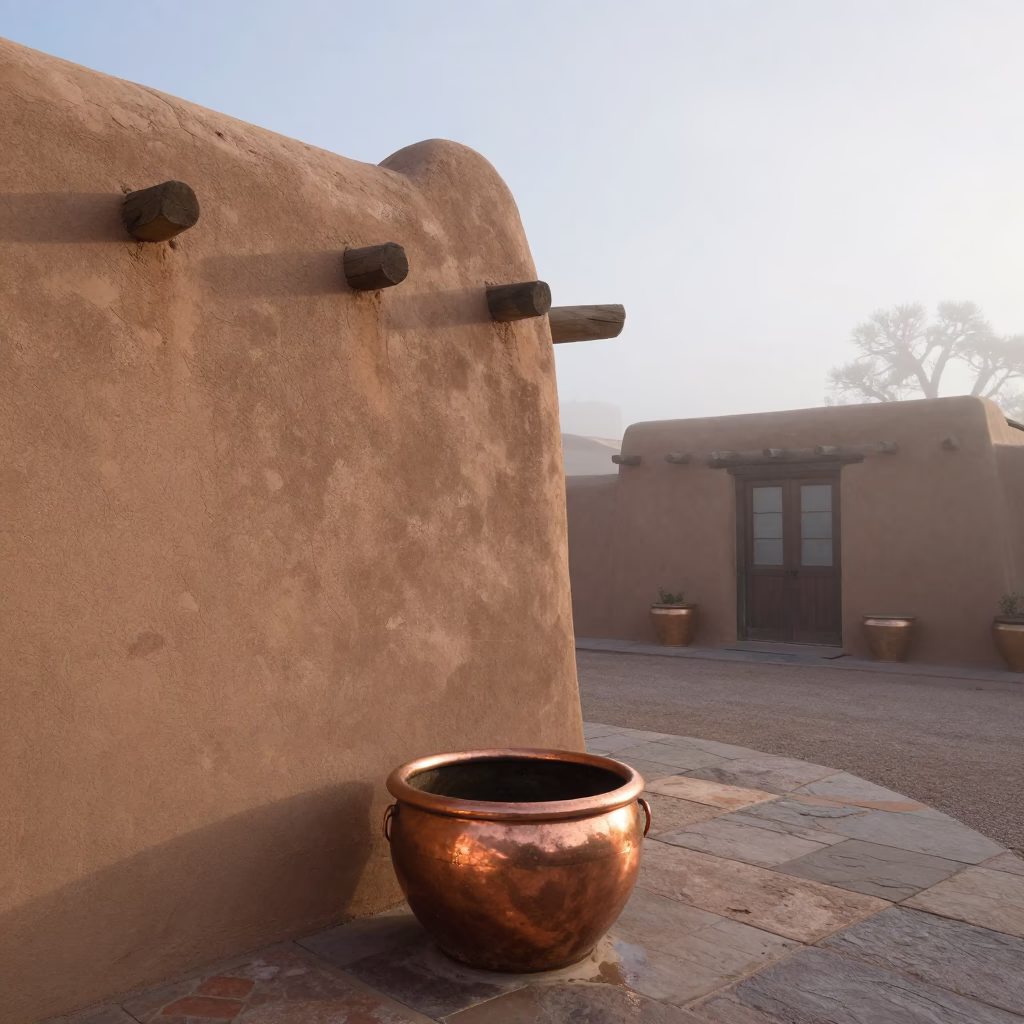 Misty Courtyard in Santa Fe in in Santa Fe, New Mexico, United States