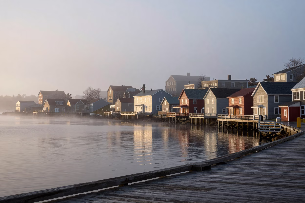 Misty Dawn Harbor View Halifax Nova Scotia Waterfront in in Halifax, Nova Scotia, Canada