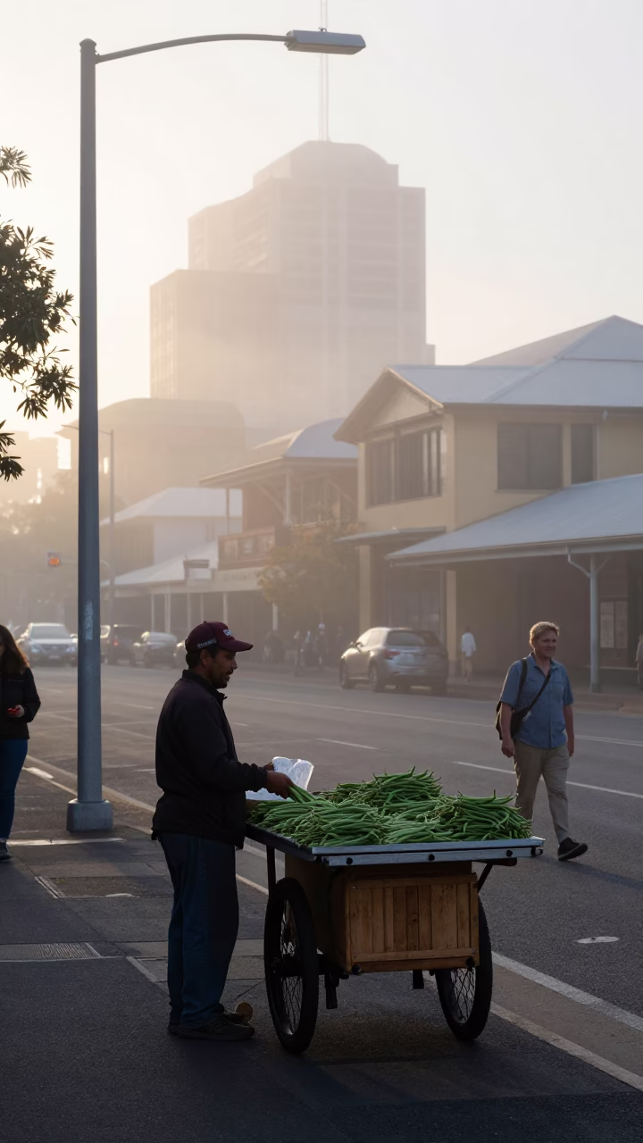 Misty Dawn in Adelaide at Dawn Light in in Adelaide, South Australia, Australia