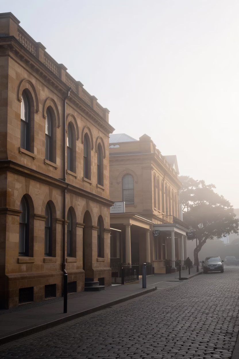 Misty Dawn in Sydney New South Wales Australia Street Scene in in Sydney, New South Wales, Australia