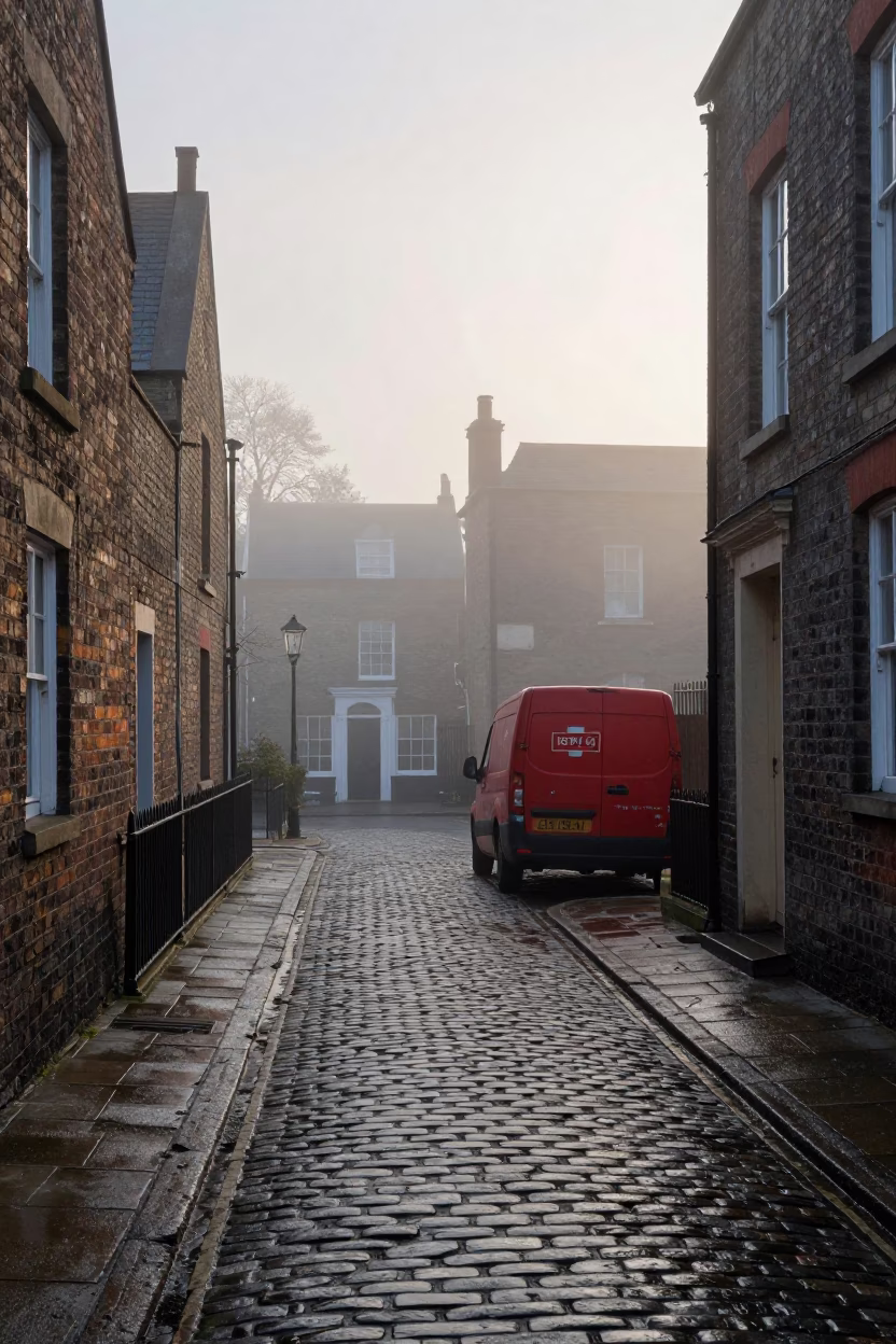 Misty Dawn Street Scene in Bristol United Kingdom with Lived-In Details in in Bristol, United Kingdom
