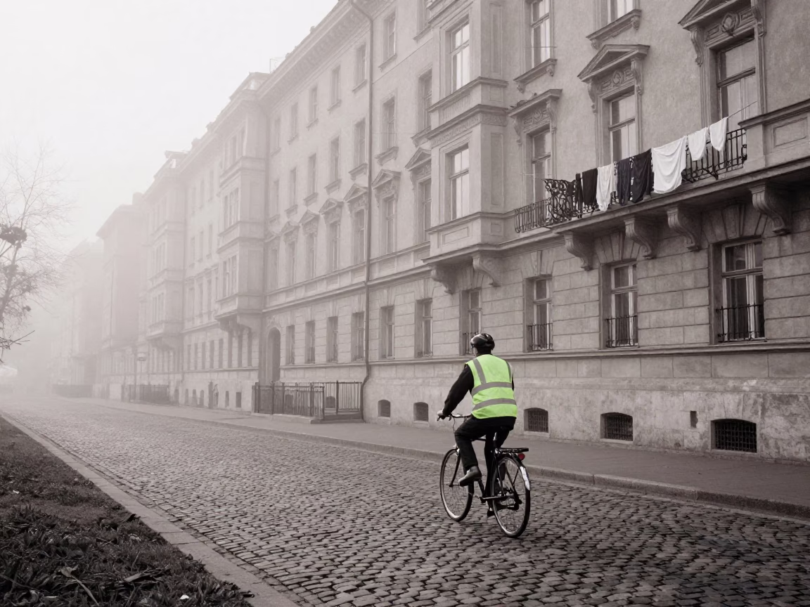 Misty Embankment in Budapest in in Budapest, Hungary