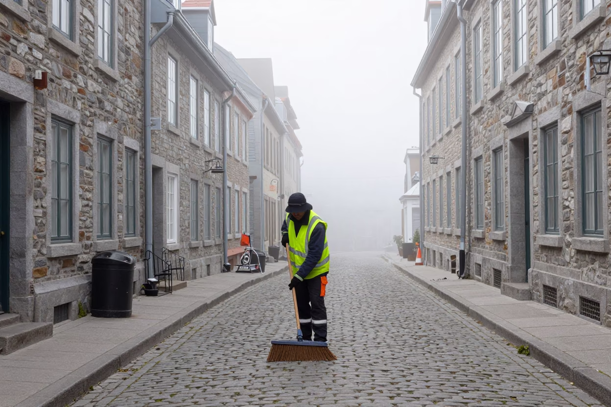 Misty Street in Quebec City in in Quebec City, Quebec, Canada