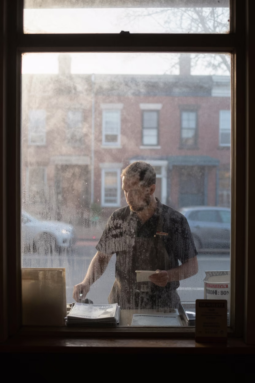 Misty Window in Philadelphia in in Philadelphia, Pennsylvania, United States