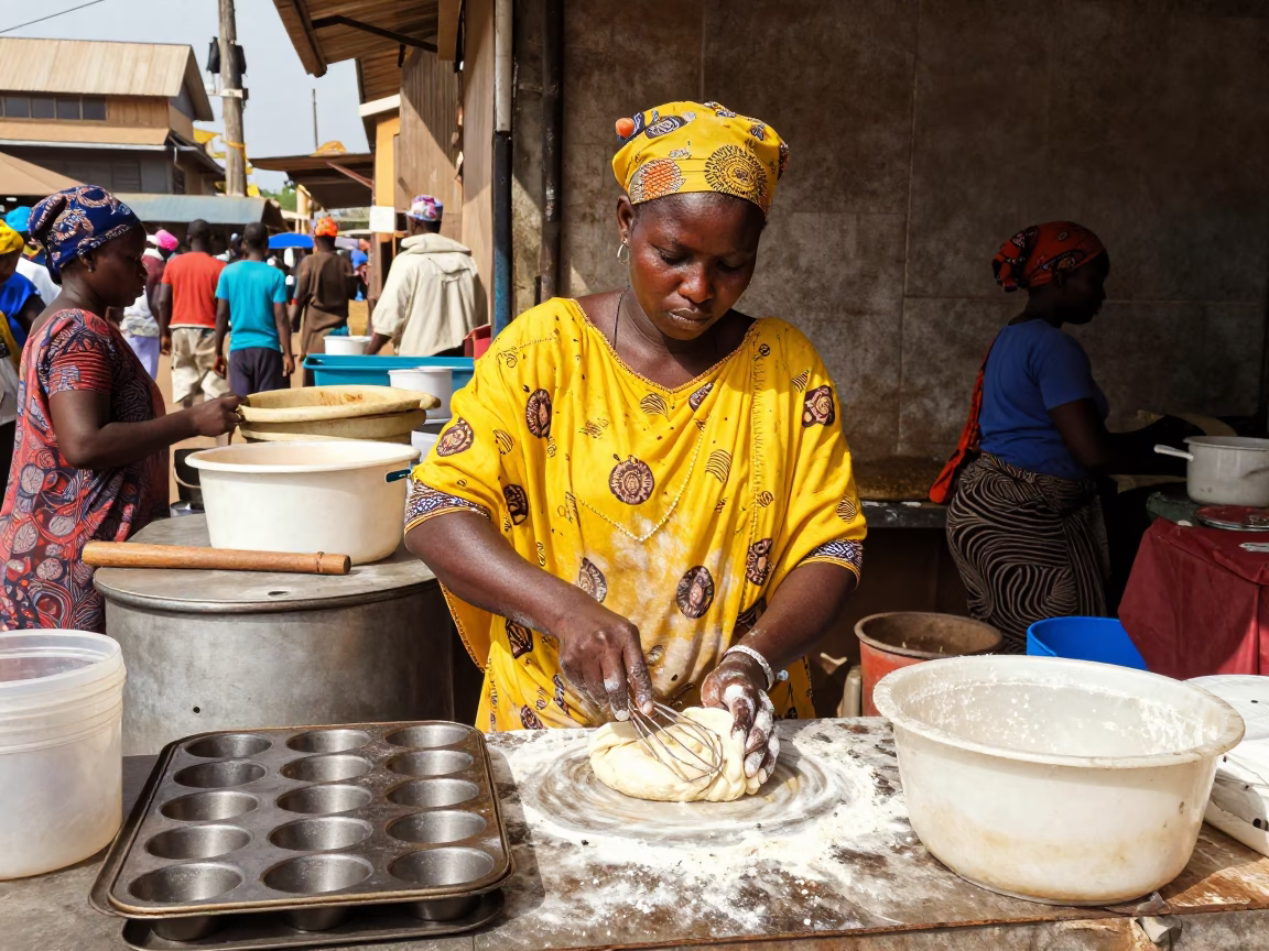 Mixing Dough in Nairobi in in Nairobi, Kenya