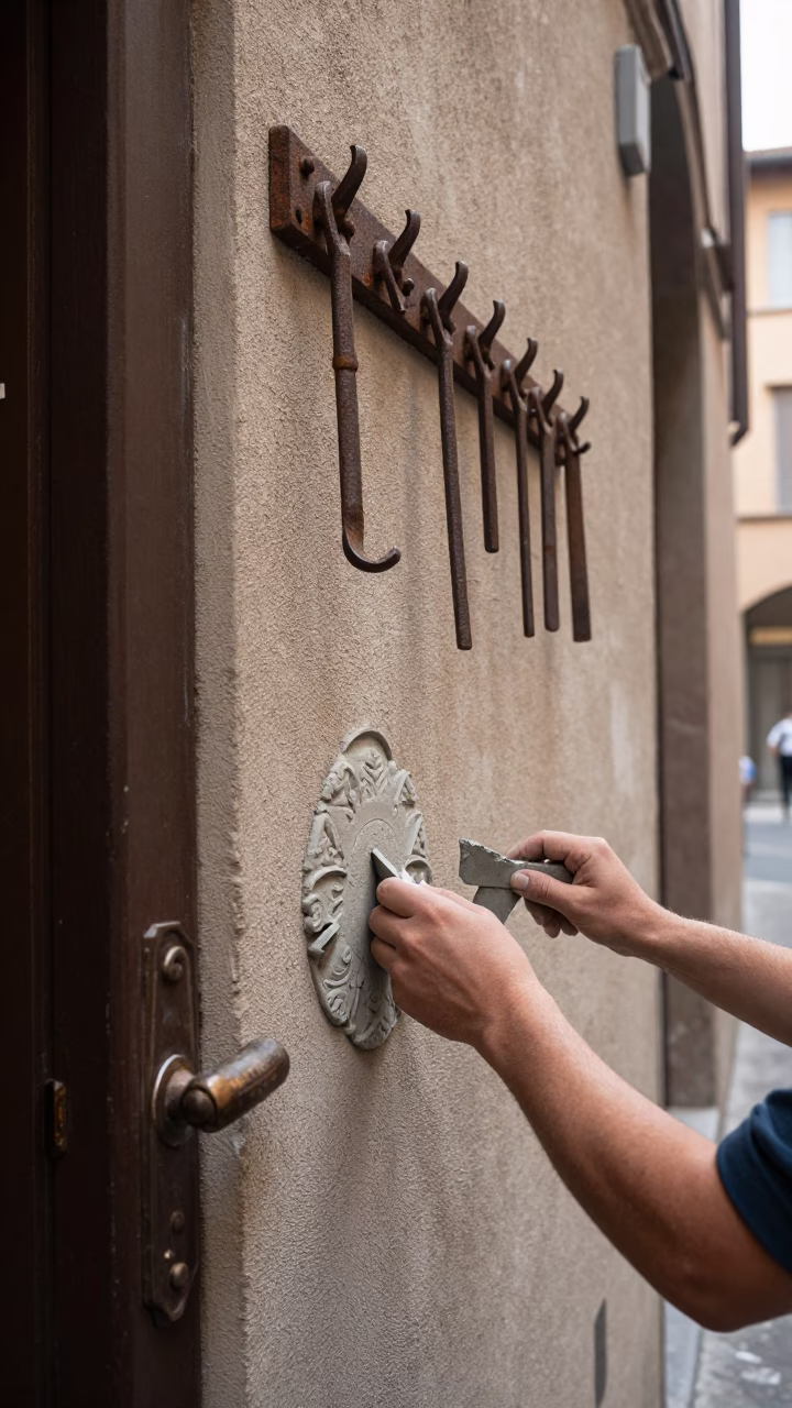 Mixing Mortar in Bologna in in Bologna, Italy