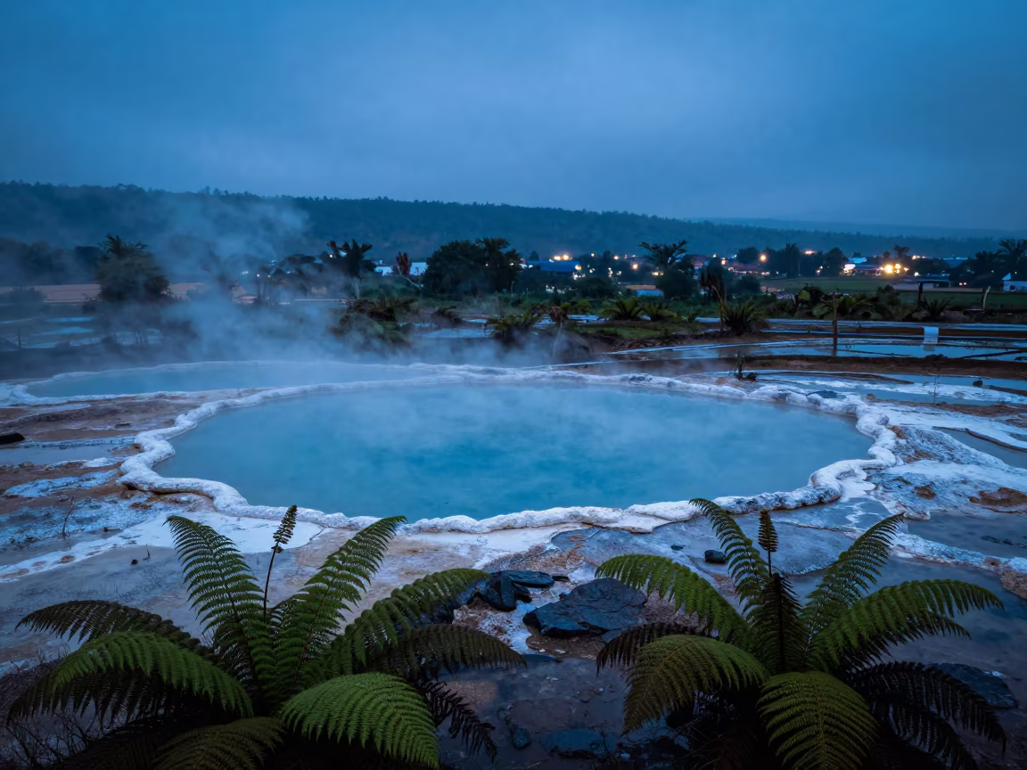 Mizoram Hot Spring Shoreline Rainy Evening Glow in along a wave-cut shoreline in Mizoram