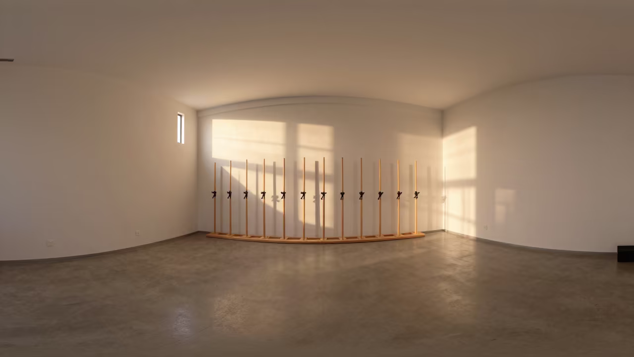Mobility Dowel Rack in Suzhou Yoga Studio Afternoon in inside a yoga studio before the session begins in Suzhou