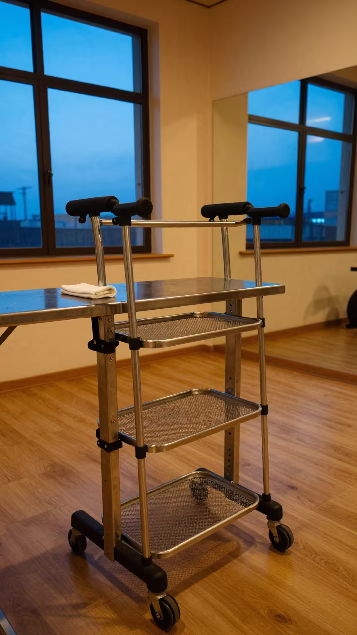 Mobility Stick Rack in Tébessa Spin Studio in inside a spin studio under class lights in Tébessa