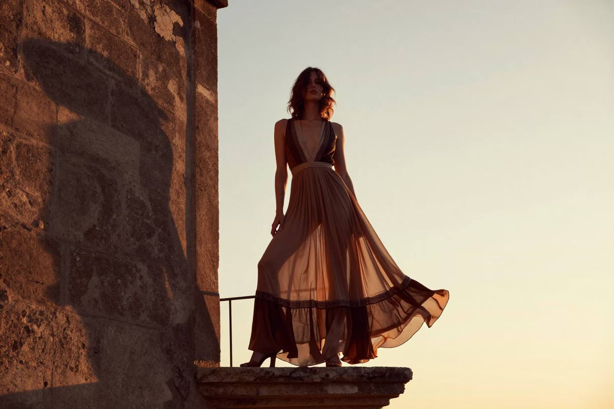 Model at Sunset Light in Nice in in Nice, France