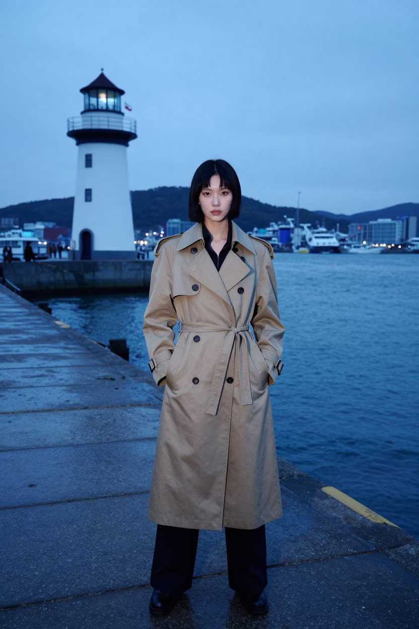 Model Harbor in Busan at Nautical Dawn Light in in Busan, South Korea