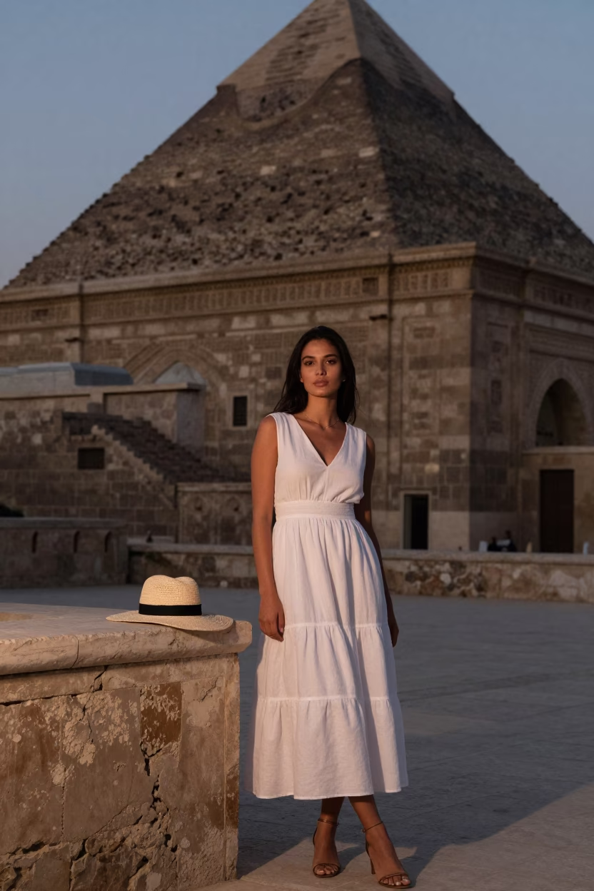 Model in Cairo at The Early Evening Light in in Cairo, Egypt