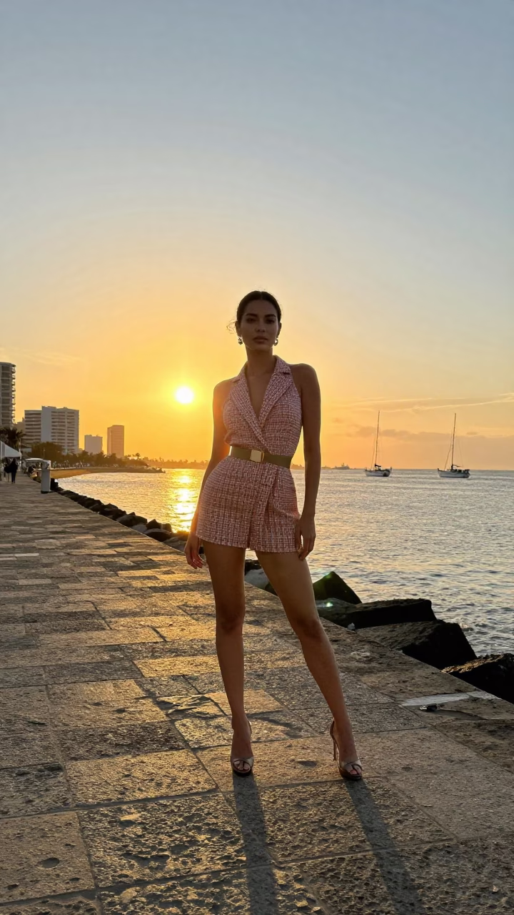 Model in Cartagena at Sunset Light in in Cartagena, Colombia