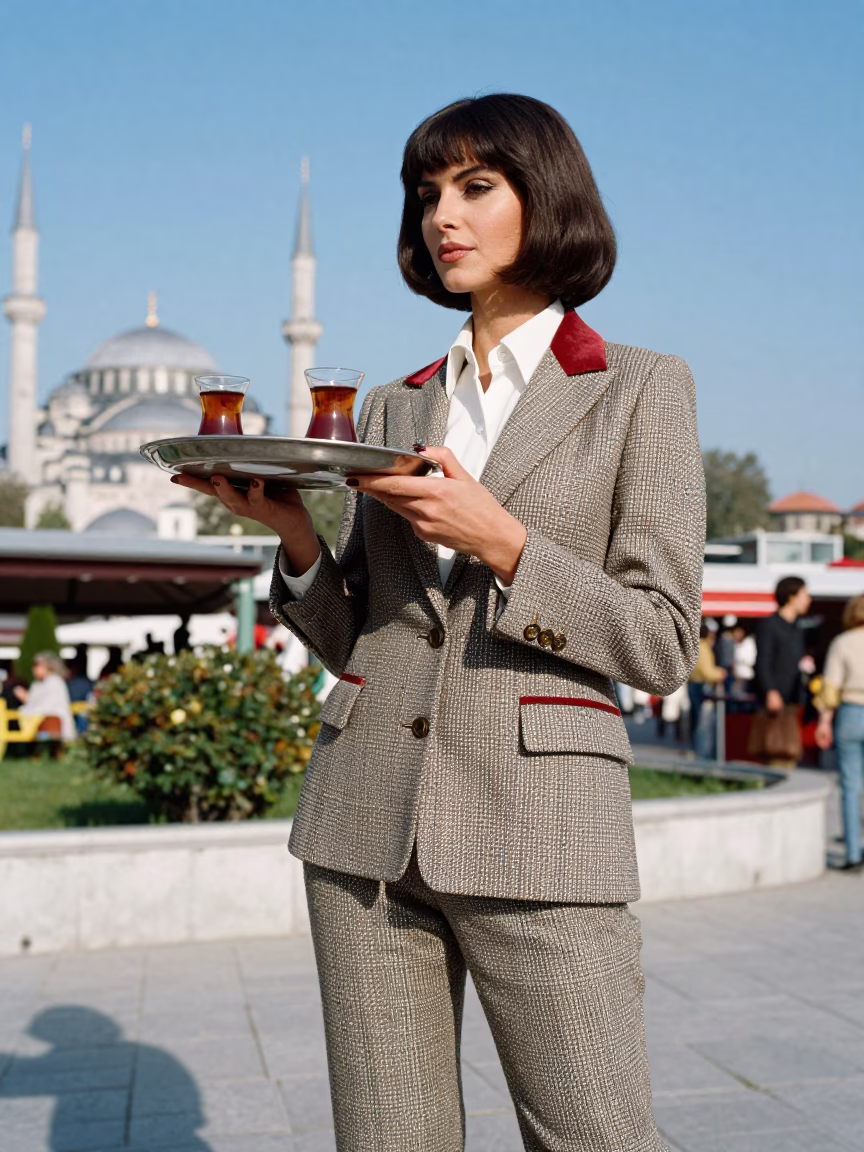 Model in Istanbul at Bright Midmorning Light in in Istanbul, Turkey