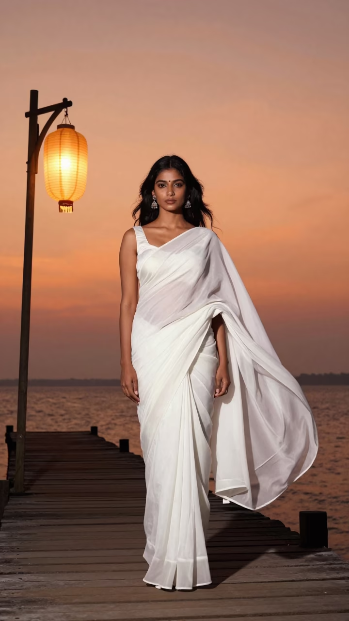 Model in Kochi at Sunset Light in in Kochi, India