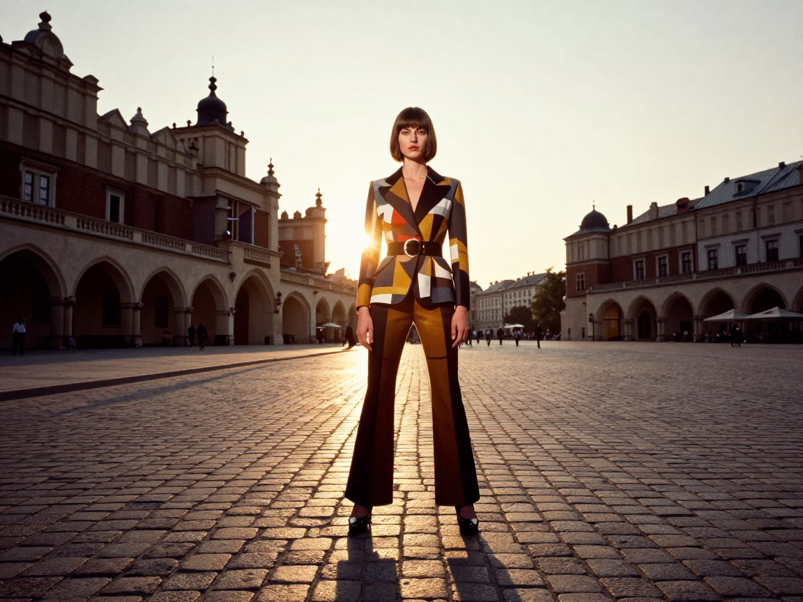 Model in Krakow at As The Sun Drops Toward The Horizon in in Krakow, Poland