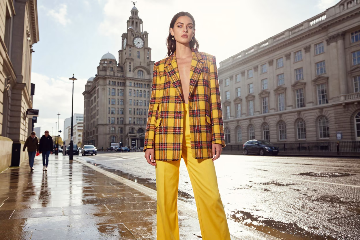 Model in Liverpool at The Flat Glare Of Noon Light in in Liverpool, United Kingdom