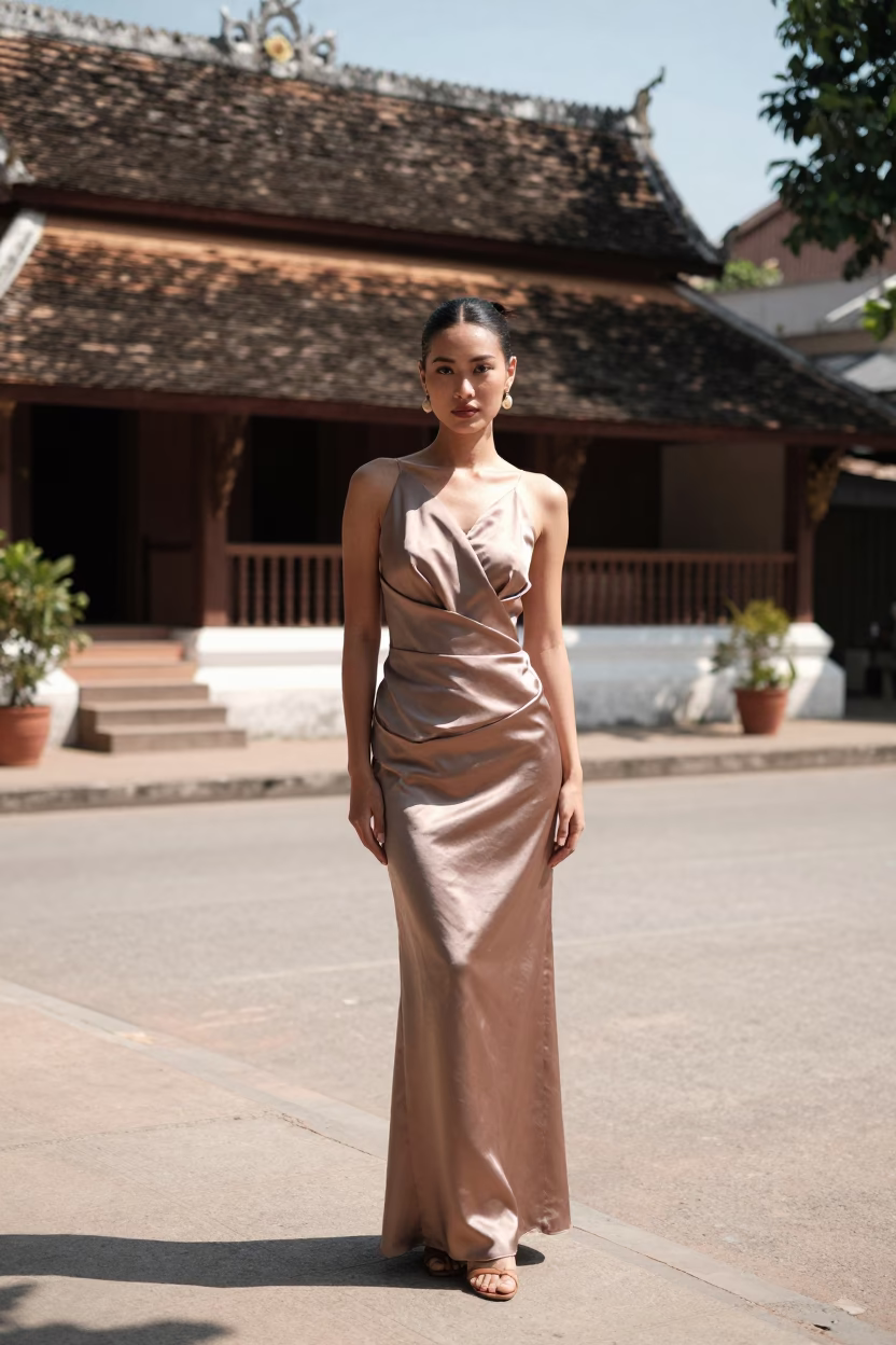 Model in Luang Prabang at The Flat Glare Of Noon Light in in Luang Prabang, Laos