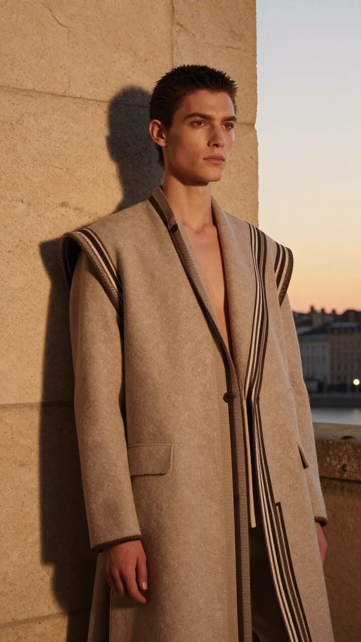 Model in Lyon at As The Sun Drops Toward The Horizon in in Lyon, France