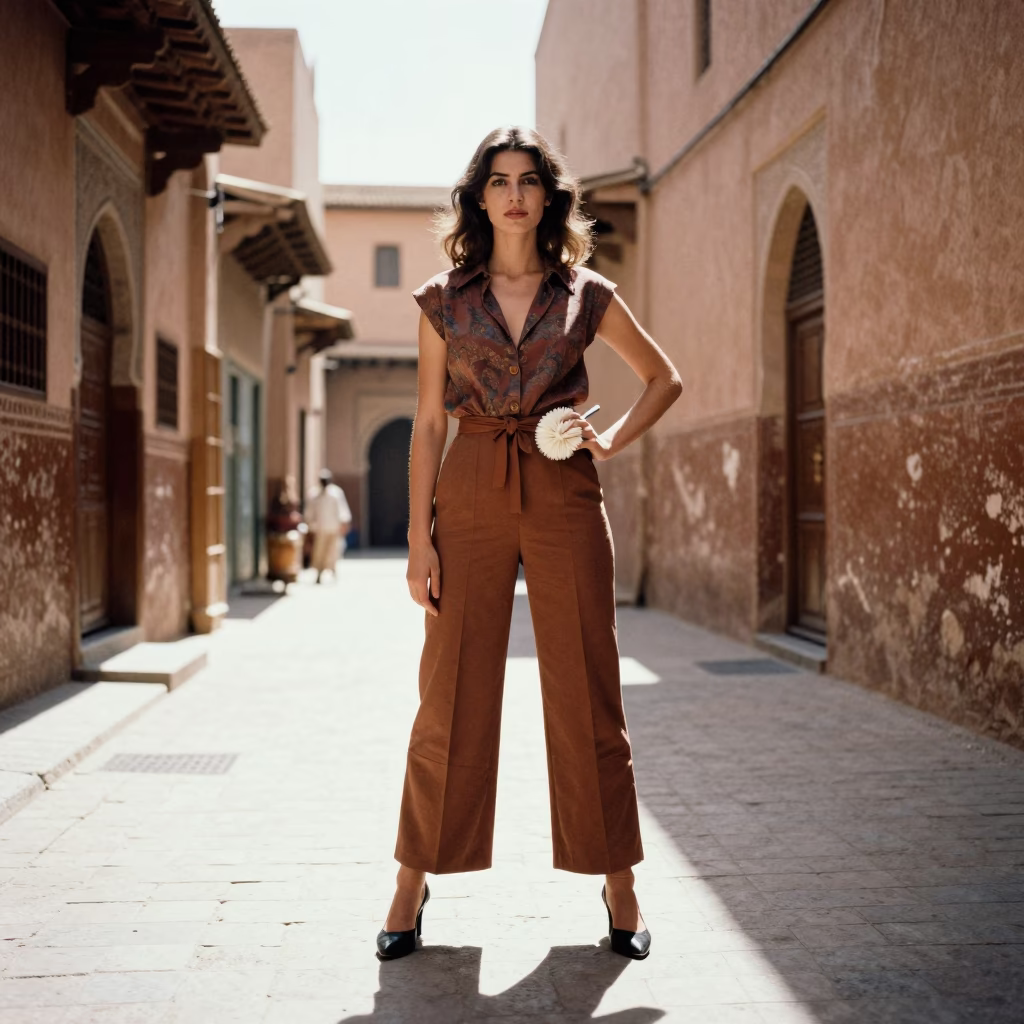Model in Marrakech at The Flat Glare Of Noon Light in in Marrakech, Morocco