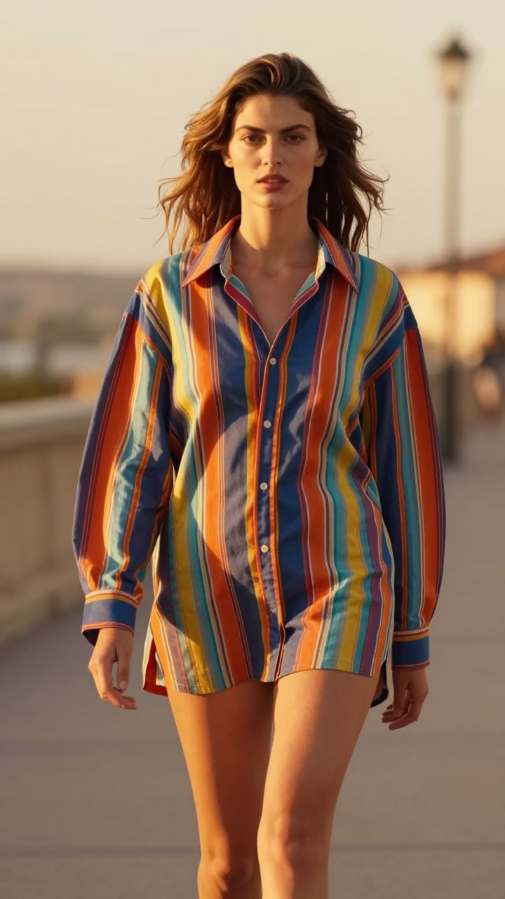 Model in Nice at Honeyed Evening Light in in Nice, France