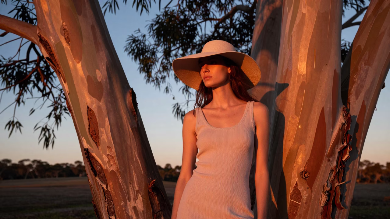 Model in Perth at Copper-toned Light Before Dusk in in Perth, Western Australia, Australia