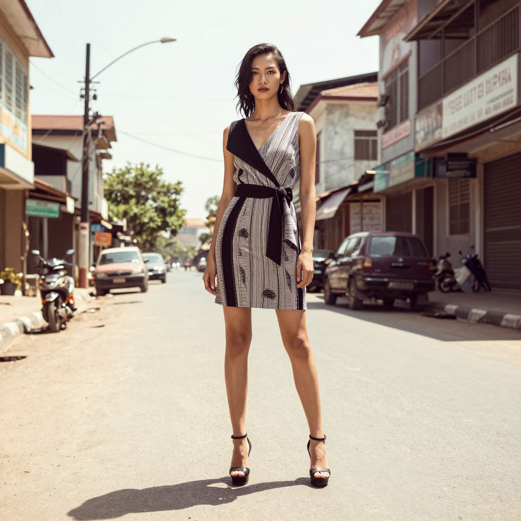 Model in Phnom Penh at The Flat Glare Of Noon Light in in Phnom Penh, Cambodia