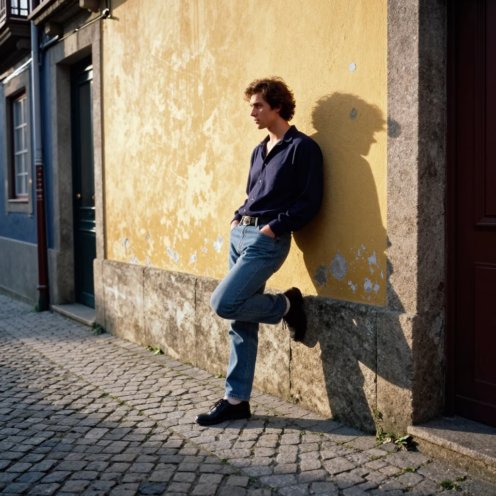 Model in Porto at As First Light Reaches The Scene in in Porto, Portugal