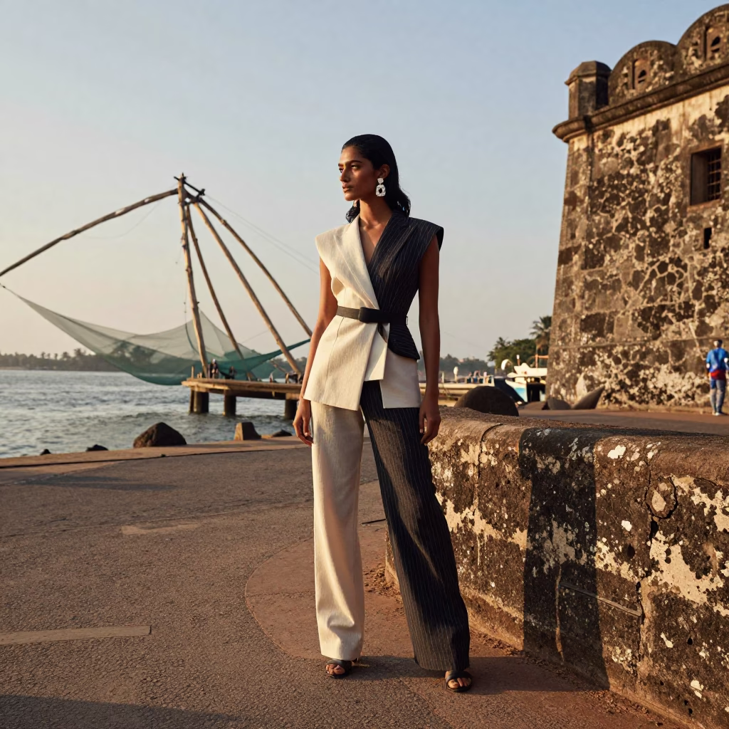 Model Late Afternoon Street Scene in Kochi in in Kochi, India